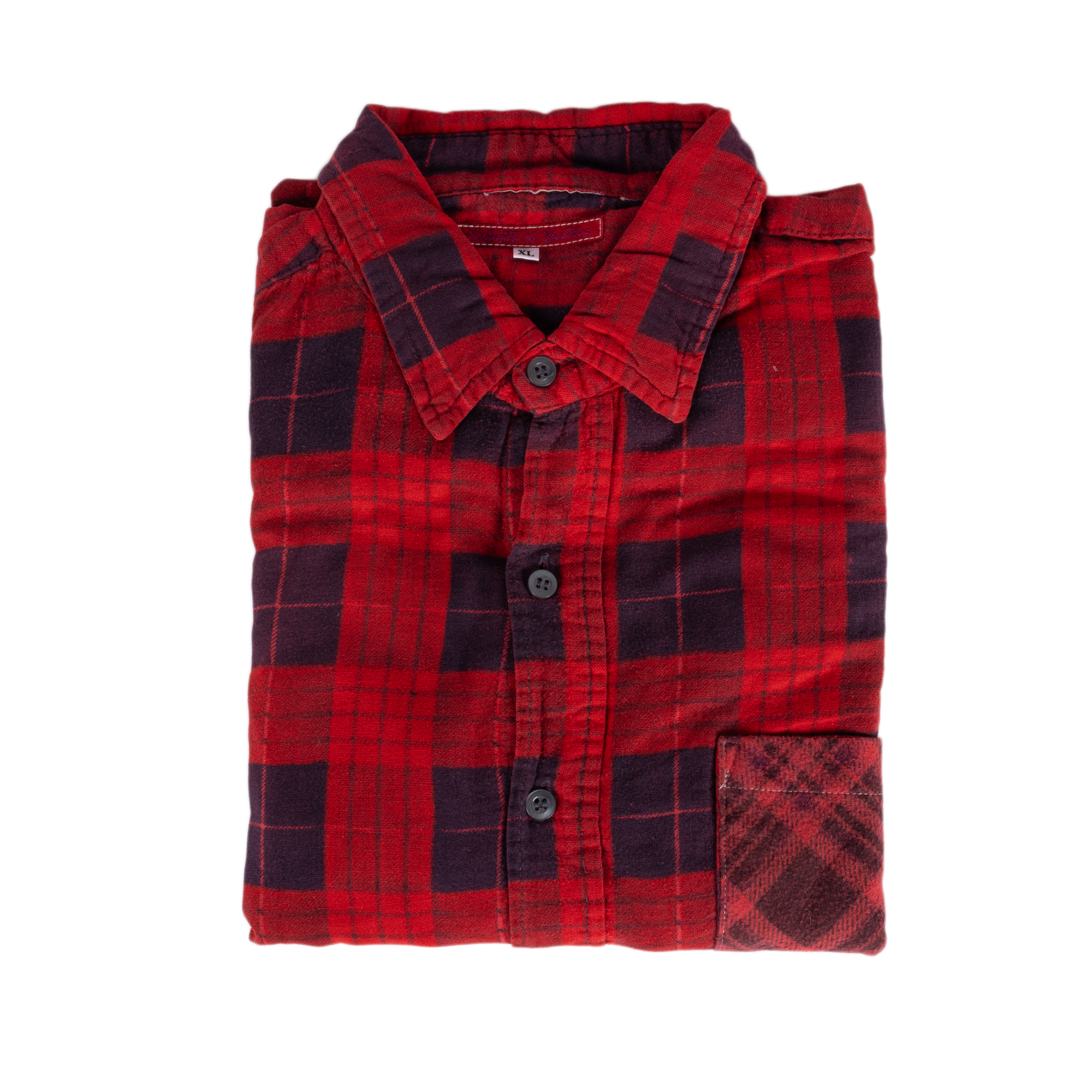 Needles Flannel Shirt 7 Cuts Shirt #5 Over Dye Red X-Large