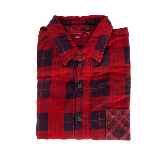 Needles Flannel Shirt 7 Cuts Shirt #5 Over Dye Red X-Large