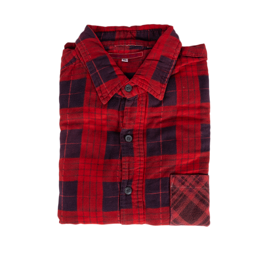 Needles Flannel Shirt 7 Cuts Shirt #5 Over Dye Red X-Large