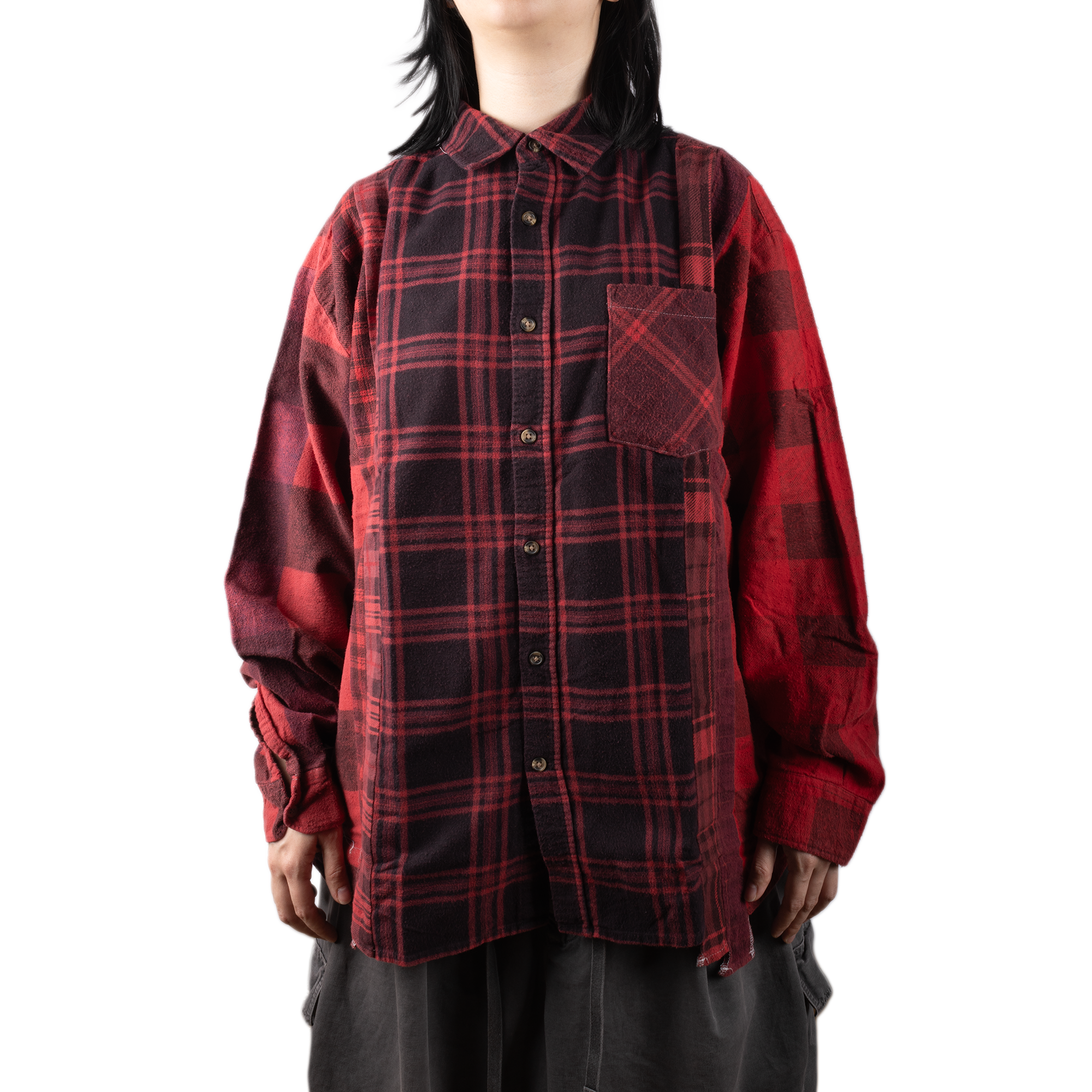 Needles Flannel Shirt 7 Cuts Shirt #5 Over Dye Red Large