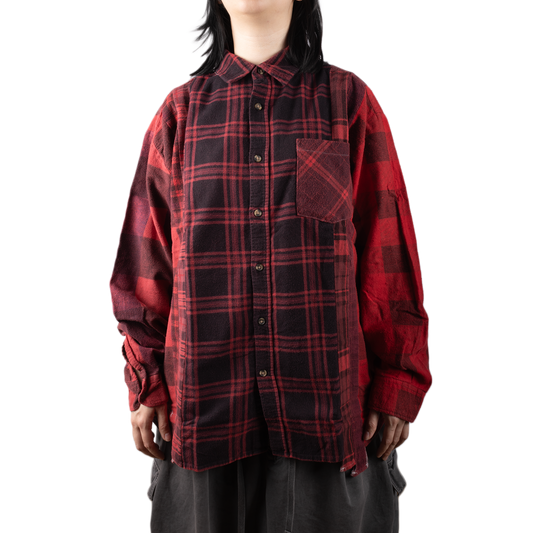 Needles Flannel Shirt 7 Cuts Shirt #5 Over Dye Red Large