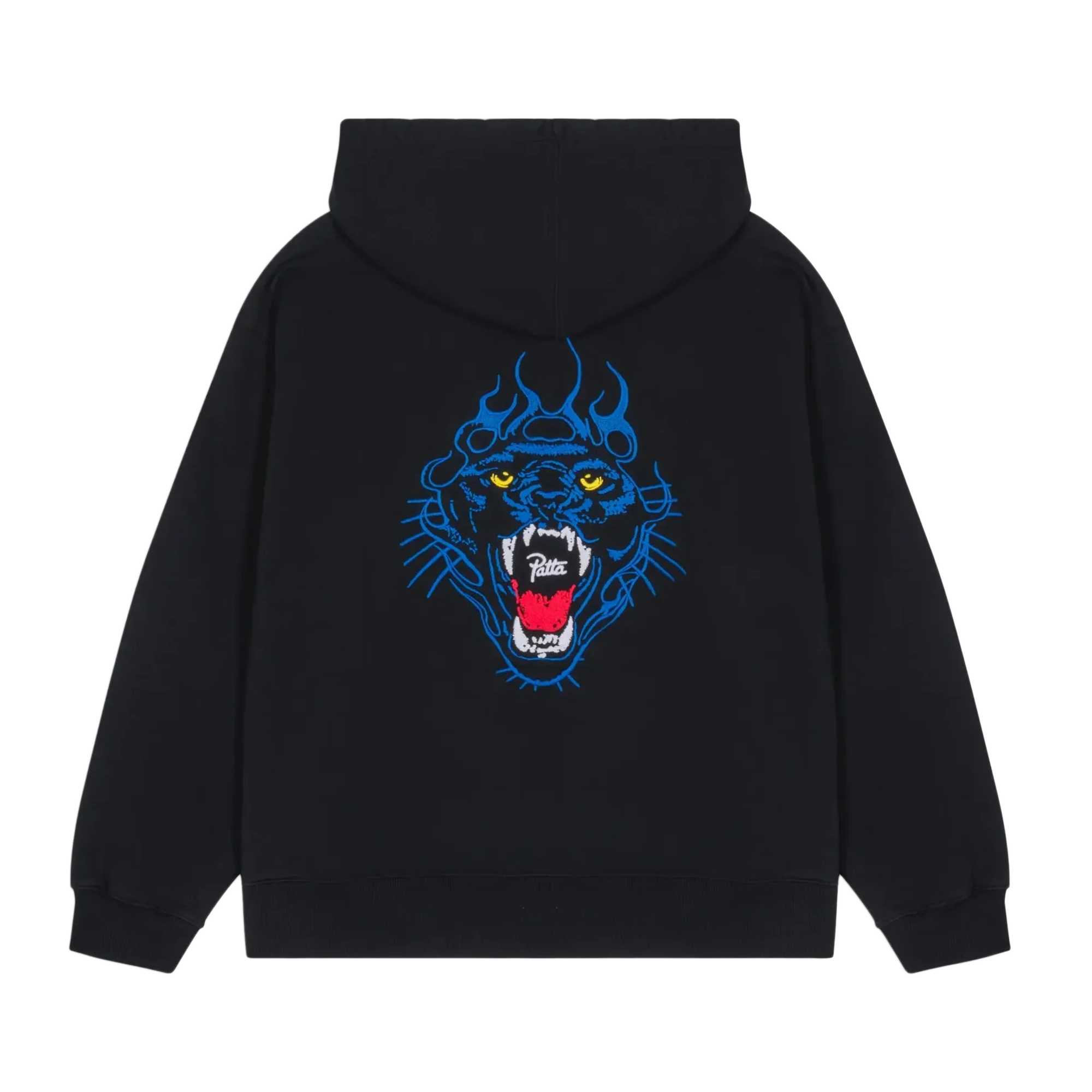 Patta Embroidered Fire Panther Hooded Sweater Black