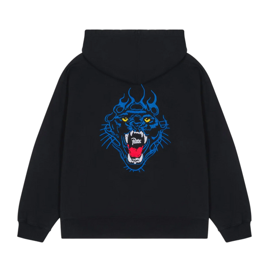 Patta Embroidered Fire Panther Hooded Sweater Black