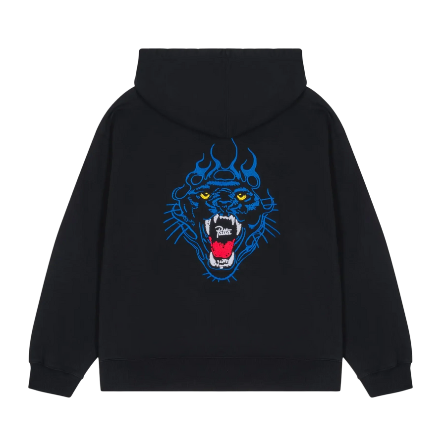 Patta Embroidered Fire Panther Hooded Sweater Black