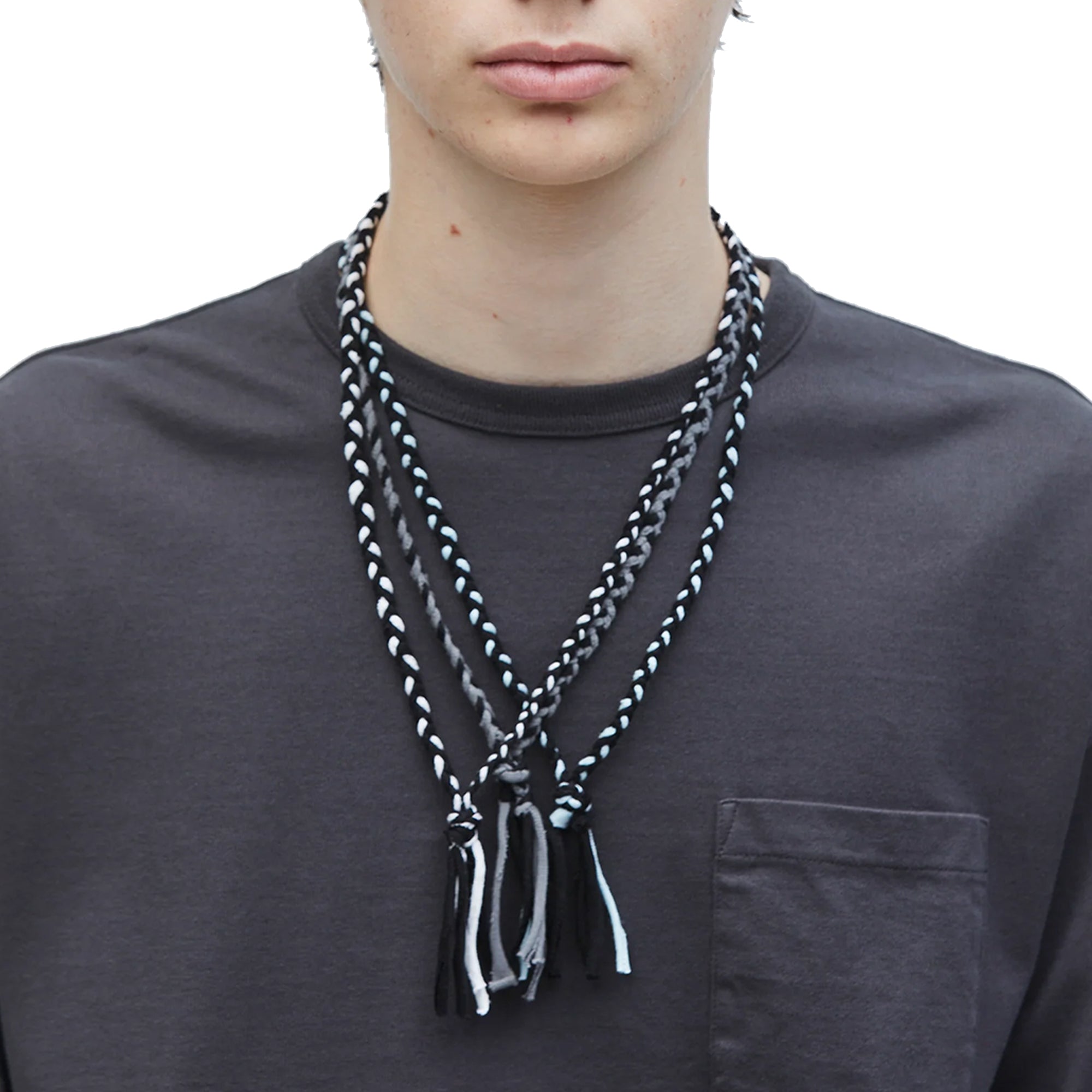 Neighborhood Cs Braid Necklace Black/White  251MYNH-AC11