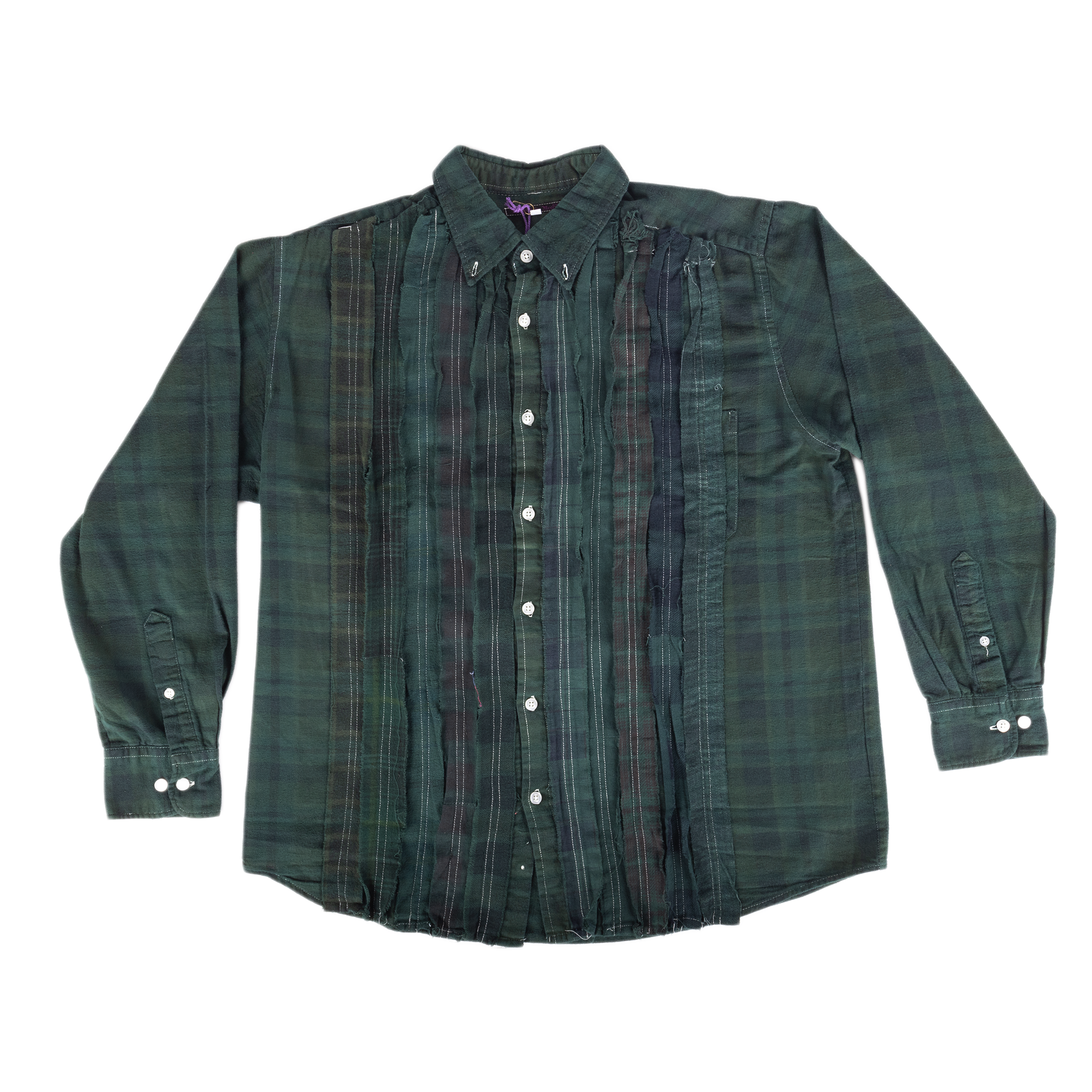 Needles Flannel Shirt Ribbon Shirt #4 Over Dye Dark Green Medium