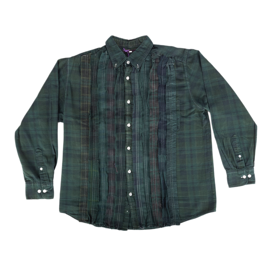 Needles Flannel Shirt Ribbon Shirt #4 Over Dye Dark Green Medium