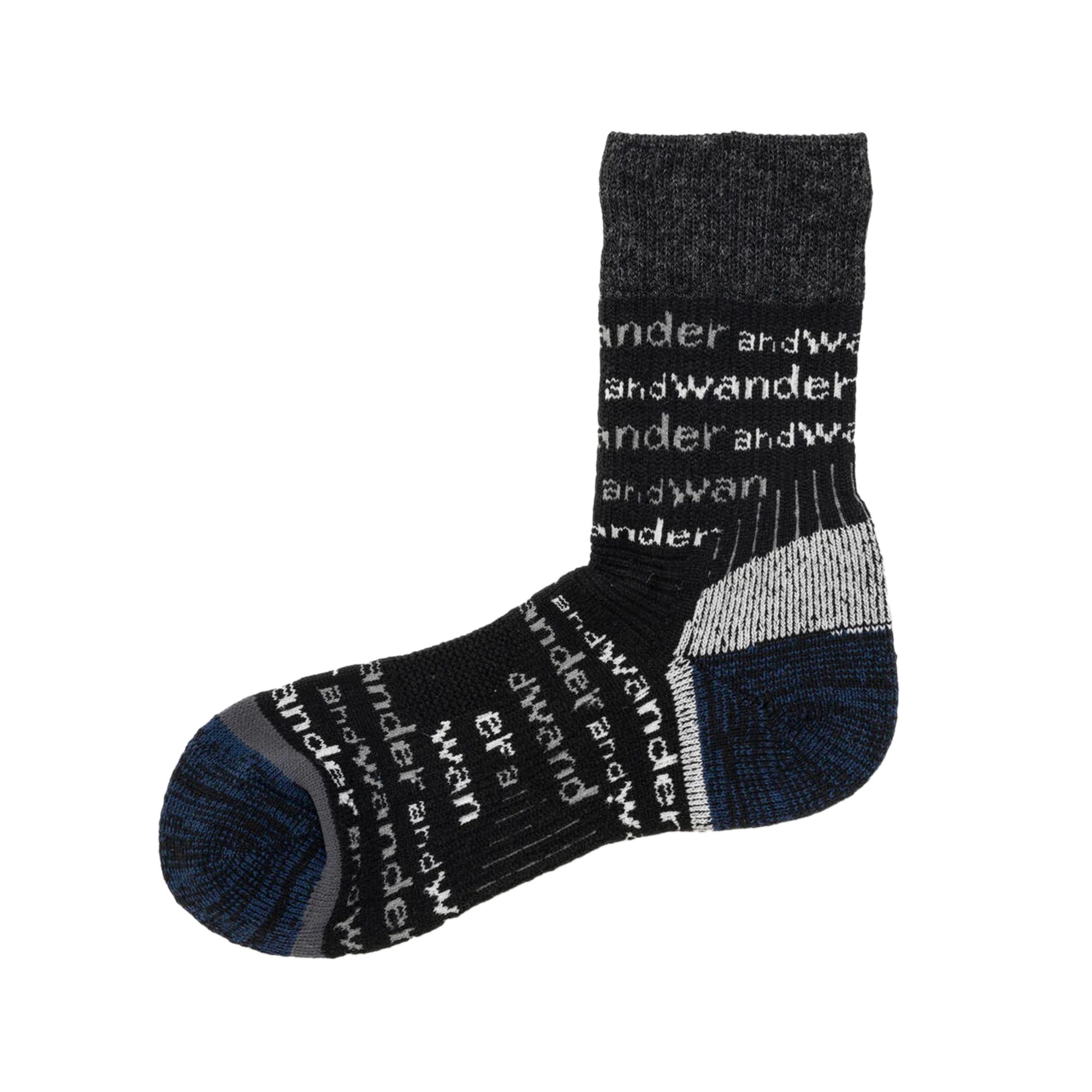 and wander Wool Socks Black