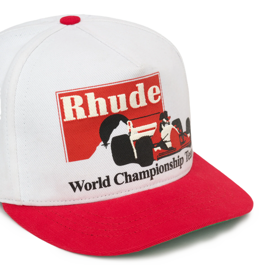 R H U D E Trophy Racing Hat White/Red