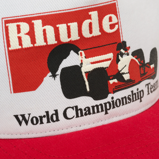 R H U D E Trophy Racing Hat White/Red