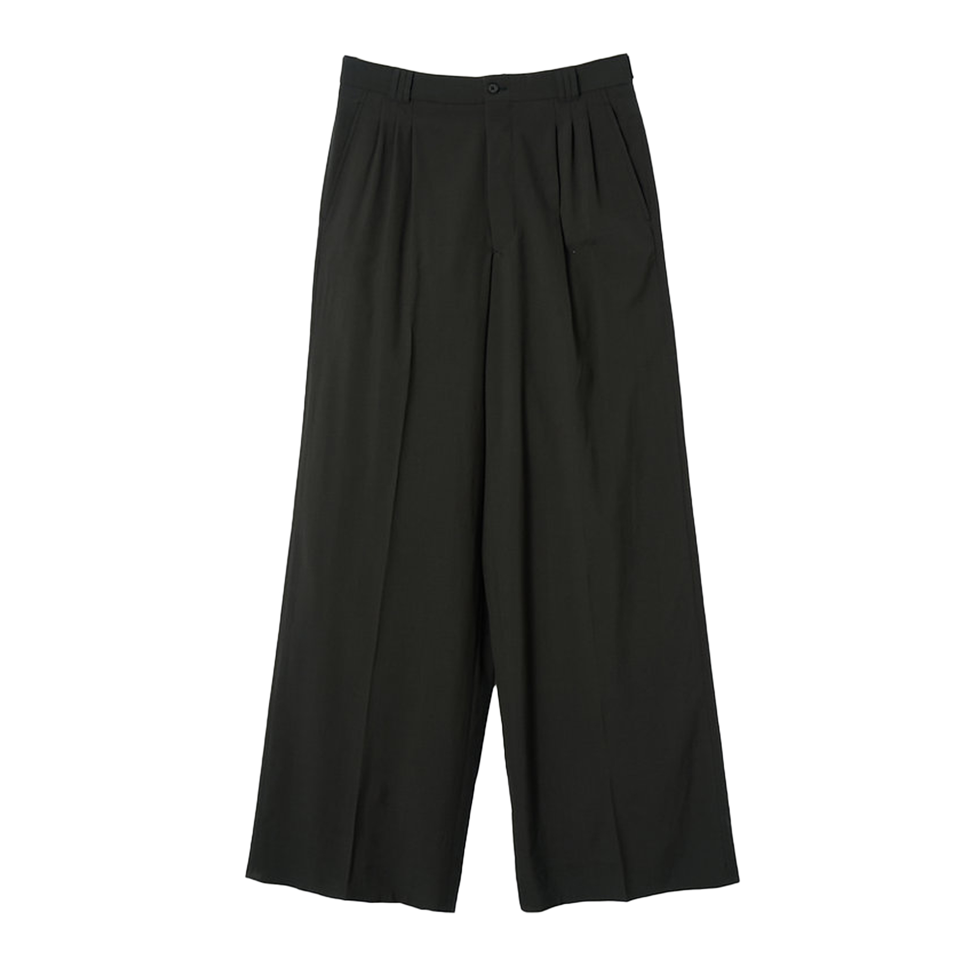 Yoke Nylon 3-Pleated Wide-Leg Easy Trousers Black YK25SS0922P