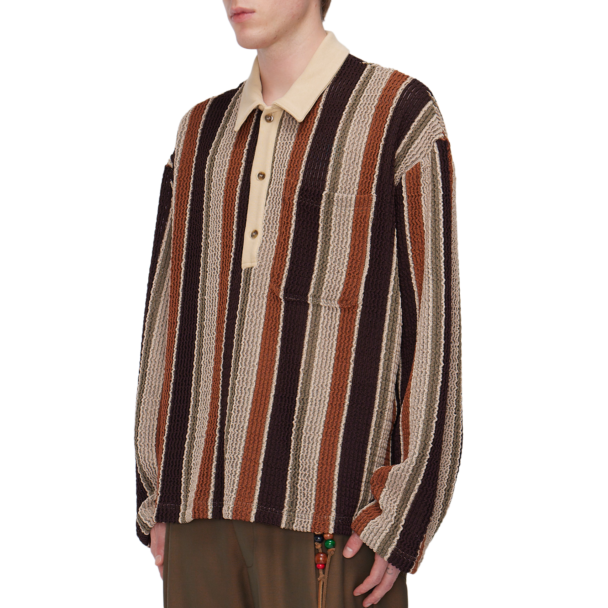 Song For The Mute Long Sleeve Polo Beige/Brown