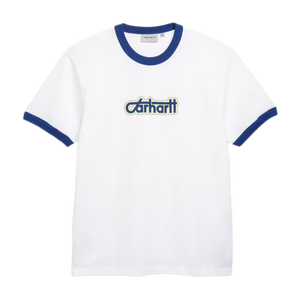 Carhartt WIP S/S Connection Script Ringer T-Shirt White/Wolfsbane