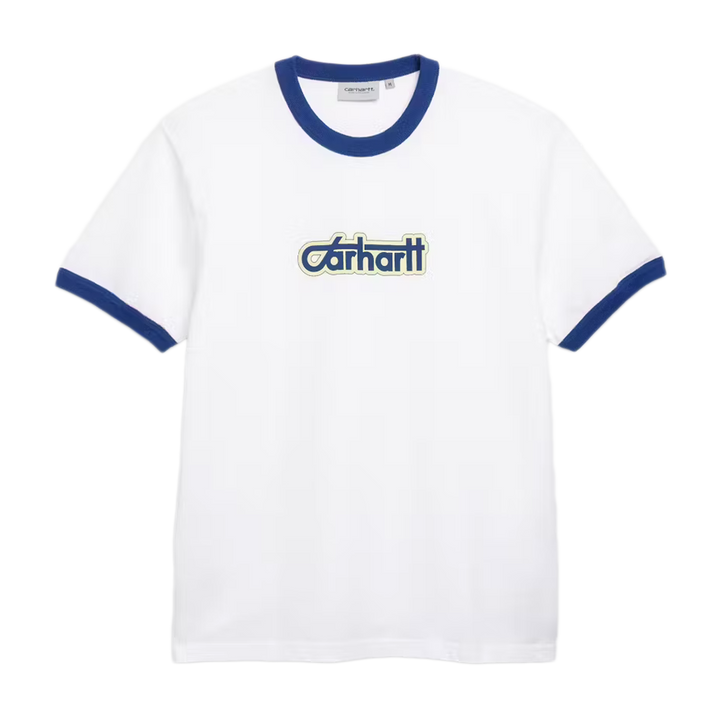 Carhartt WIP S/S Connection Script Ringer T-Shirt White/Wolfsbane