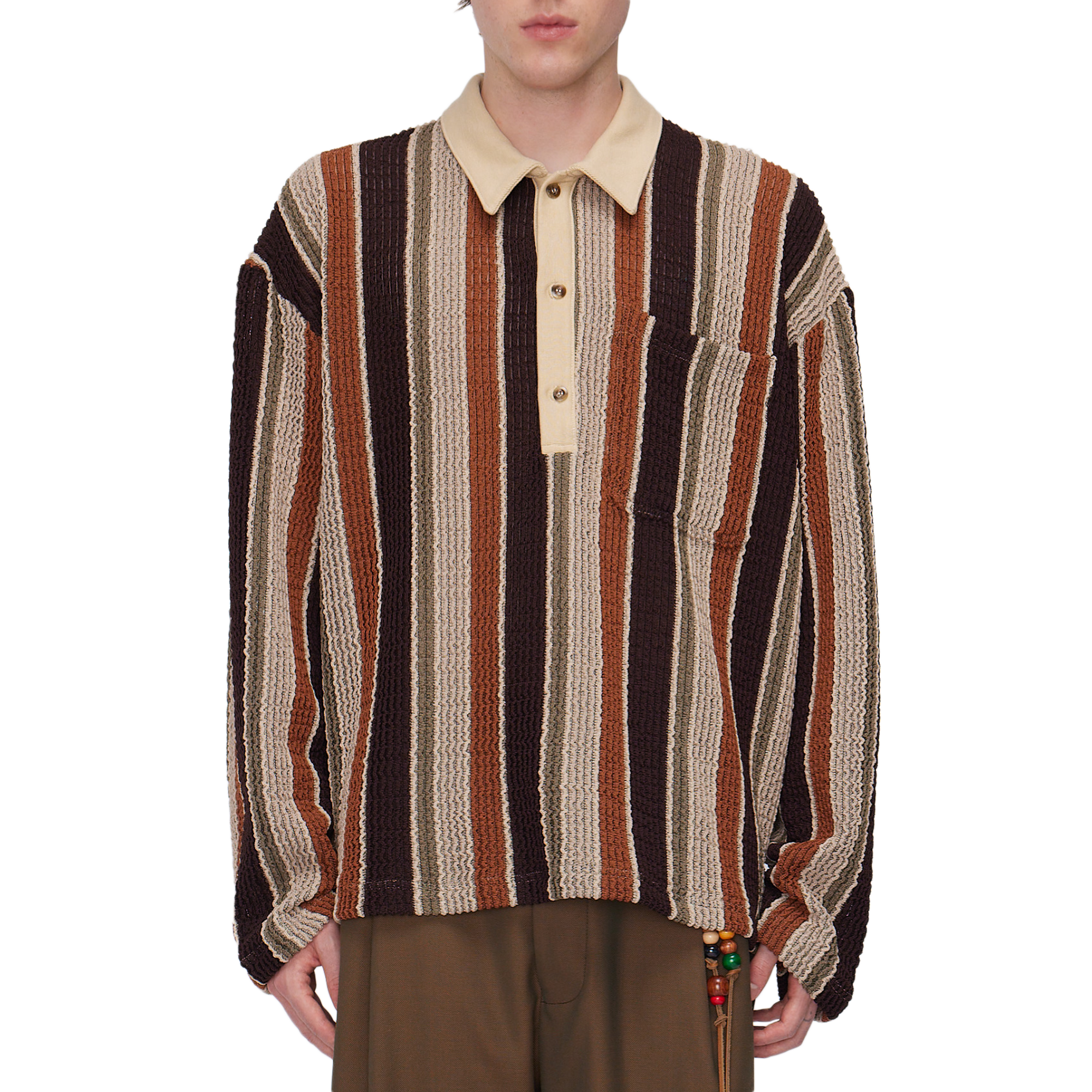 Song For The Mute Long Sleeve Polo Beige/Brown