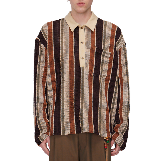 Song For The Mute Long Sleeve Polo Beige/Brown