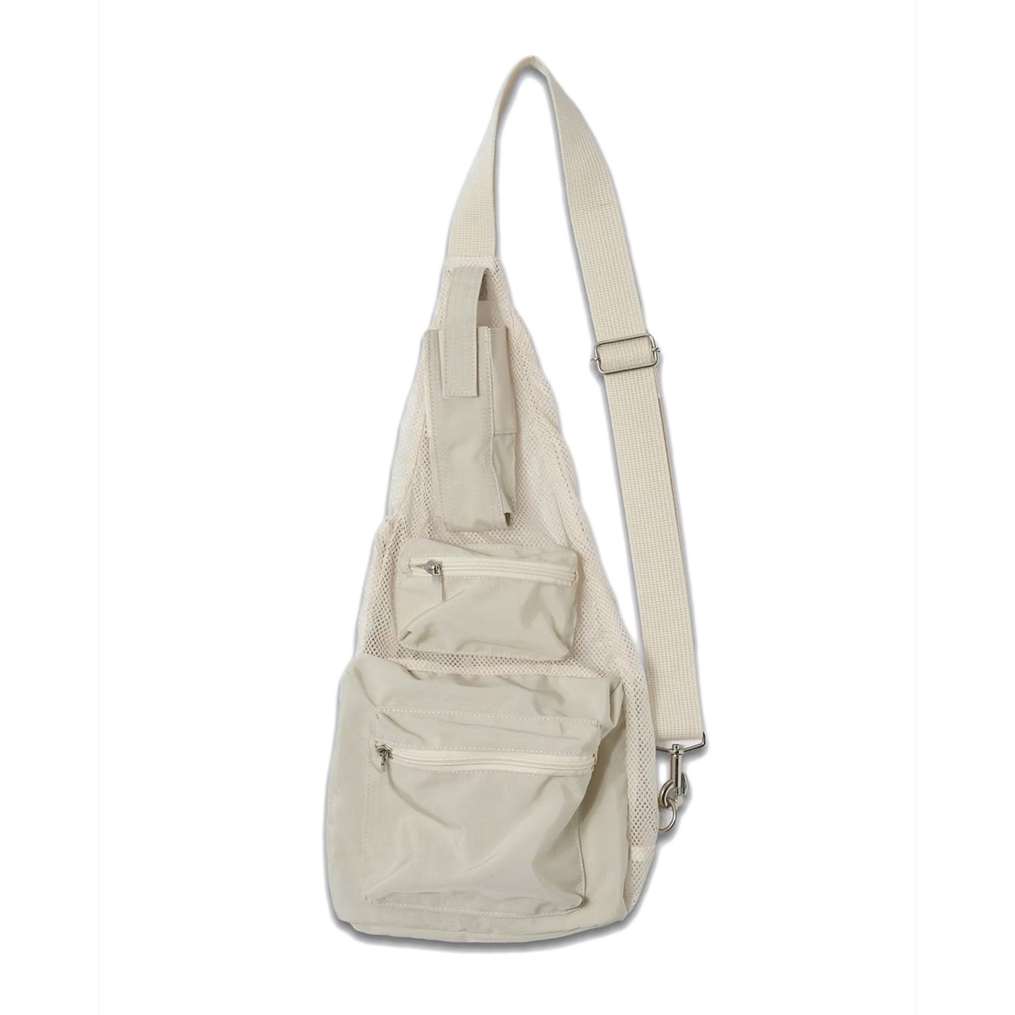 Yoke Mesh One-Shoulder Bag Off White
