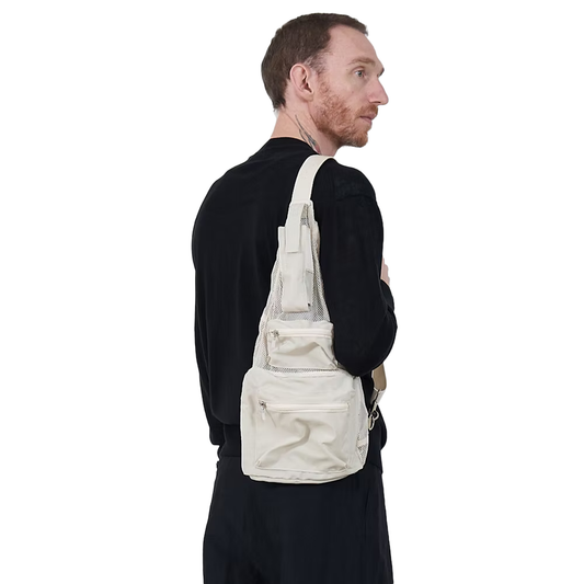 Yoke Mesh One-Shoulder Bag Off White