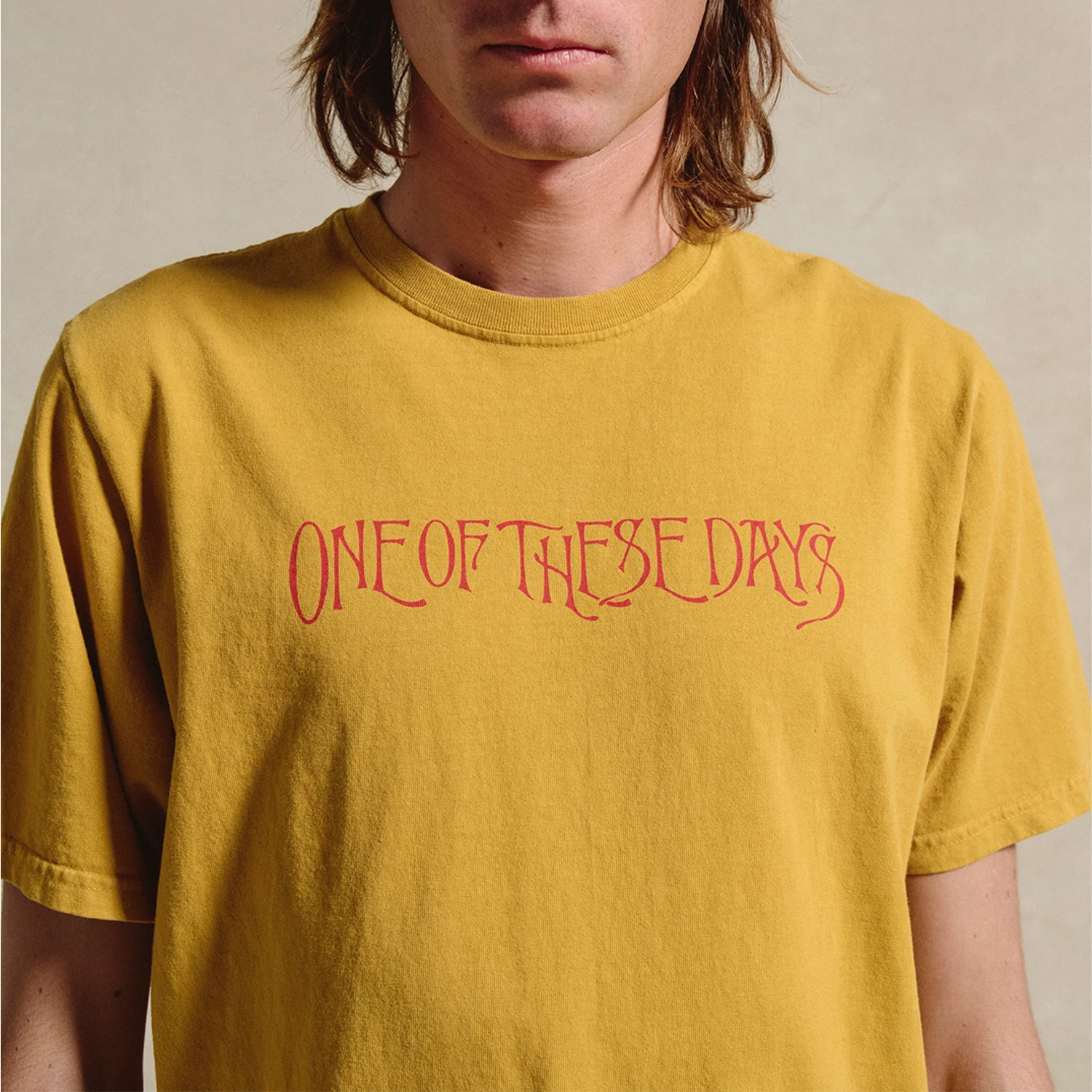 One Of These Days Wreath Of Roses T-Shirt Mustard