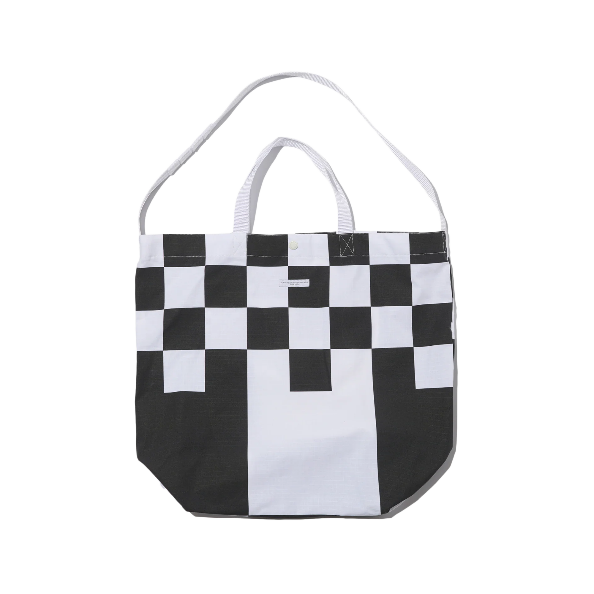 Engineered Garments Carry All Tote White/Black Checker Print Cotton Ripstop