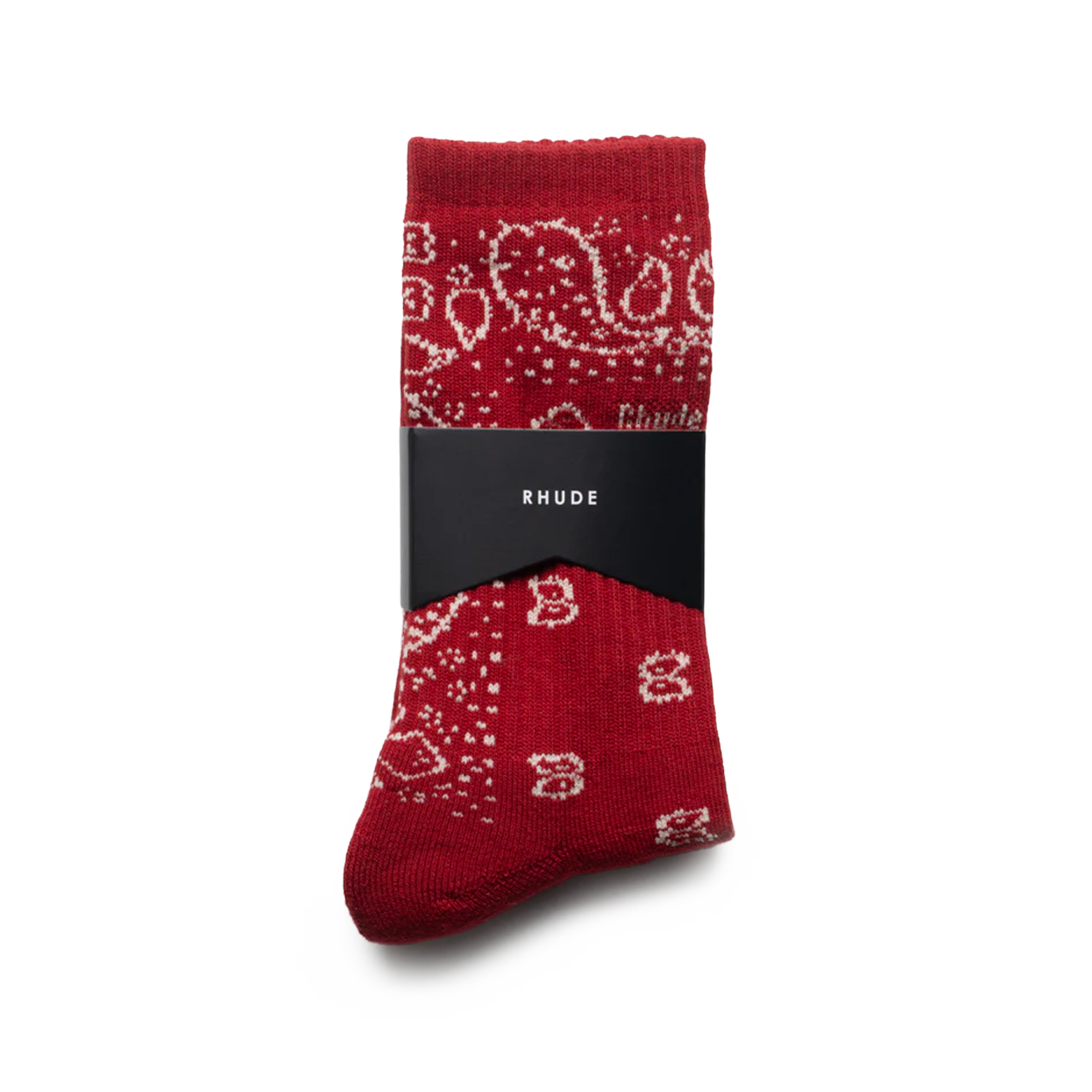R H U D E Logo Bandana Sock Red/White