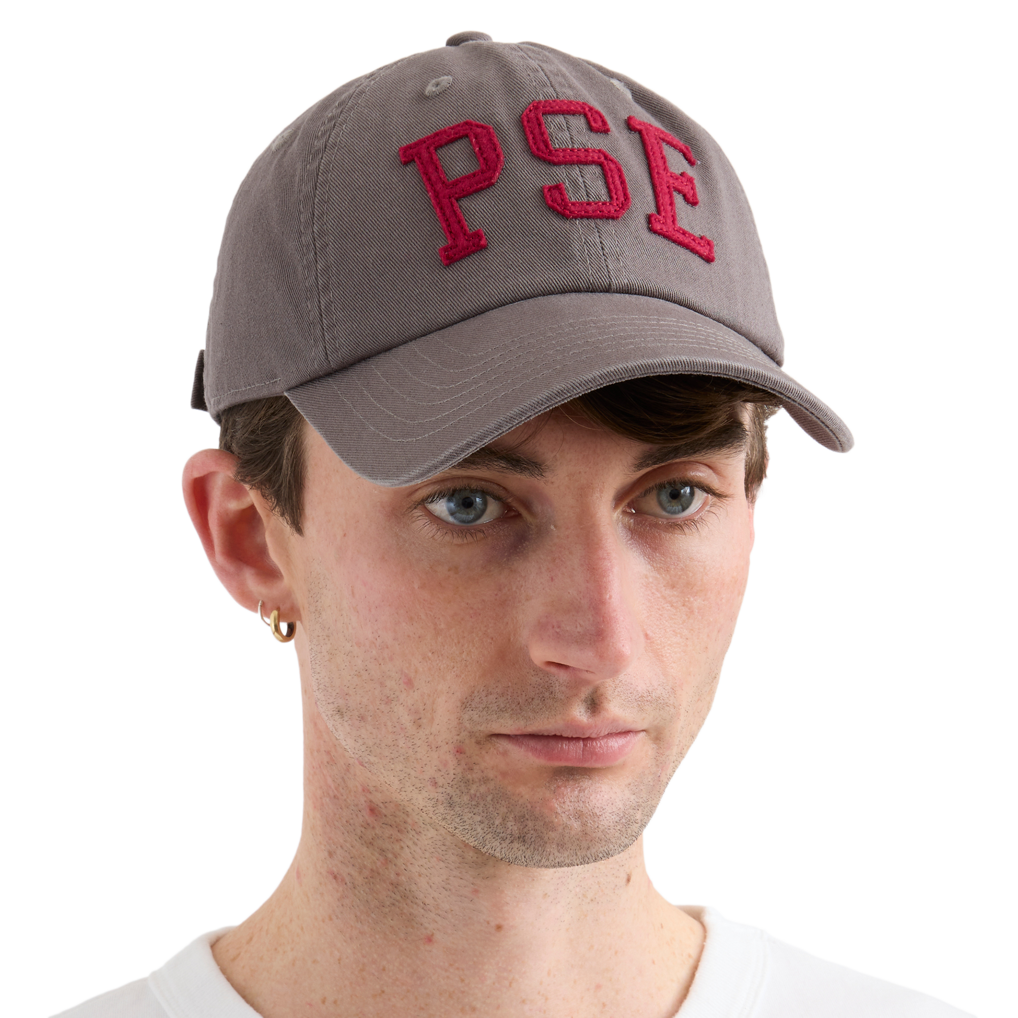 Pseushi Vintage Lettering Cap Grey/Maroon