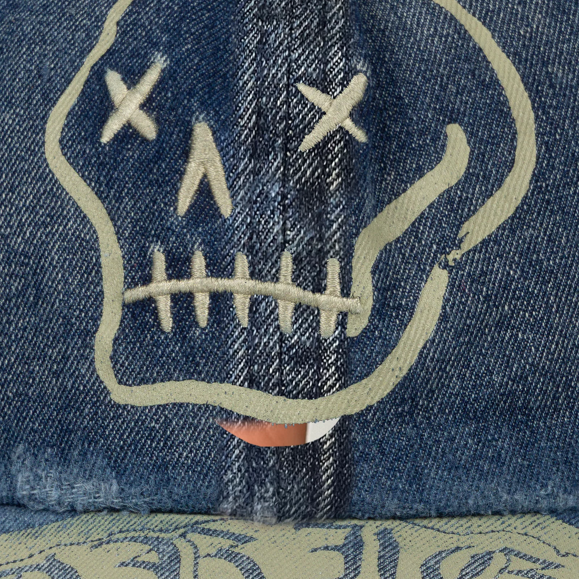 Aries Studded Mega Graphic Denim Cap Blue