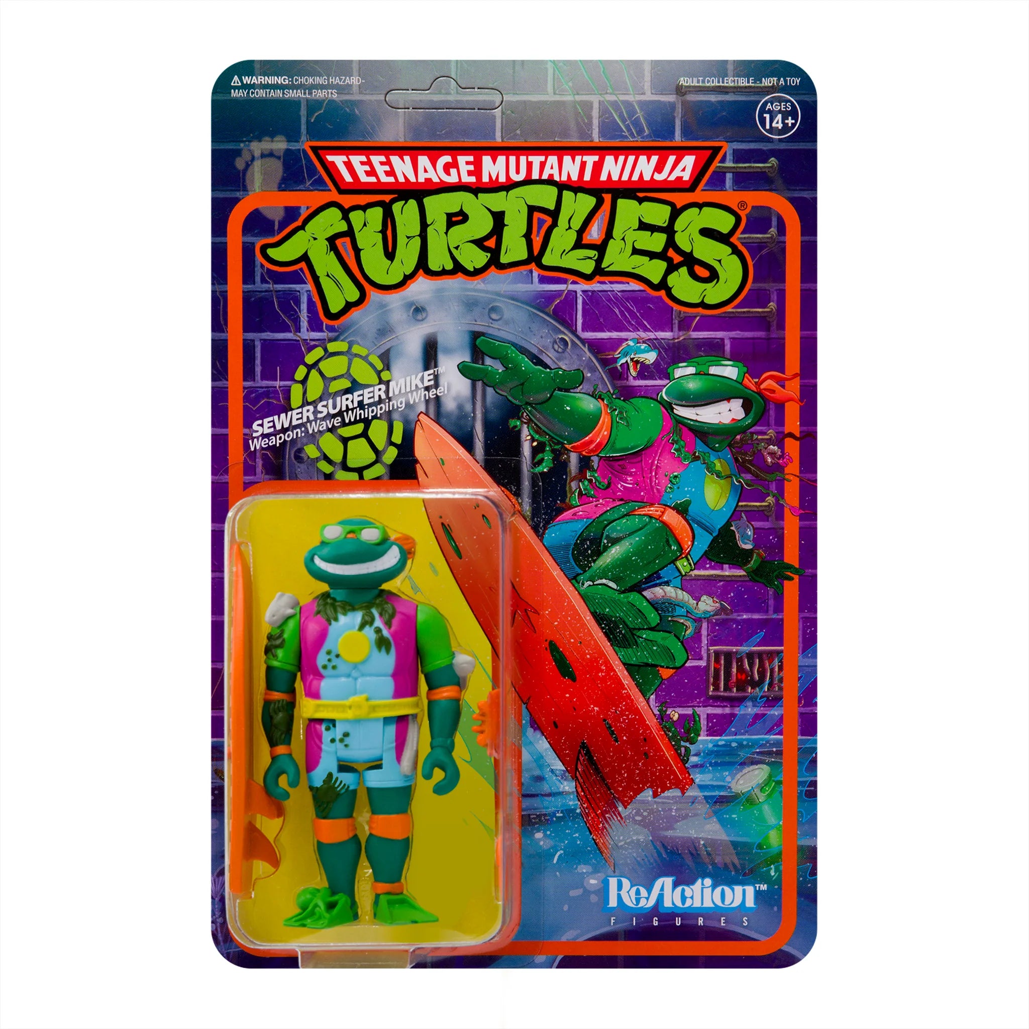 Super7 Teenage Mutant Ninja Turtles ReAction Sewer Surfer Michelangelo