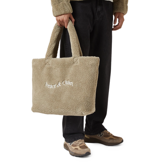 Museum of Peace & Quiet Wordmark Sherpa Tote Bag Navy
