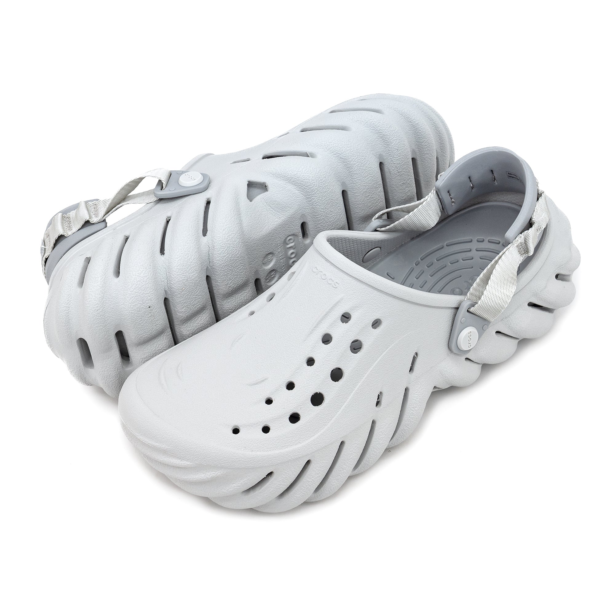 Grey and clearance white crocs