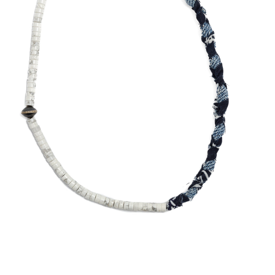Mikia Trade Beads Bandana Necklace Navy
