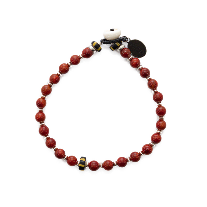 Mikia | 5mm Stone Bracelet | Coral | 231-M-007182-01