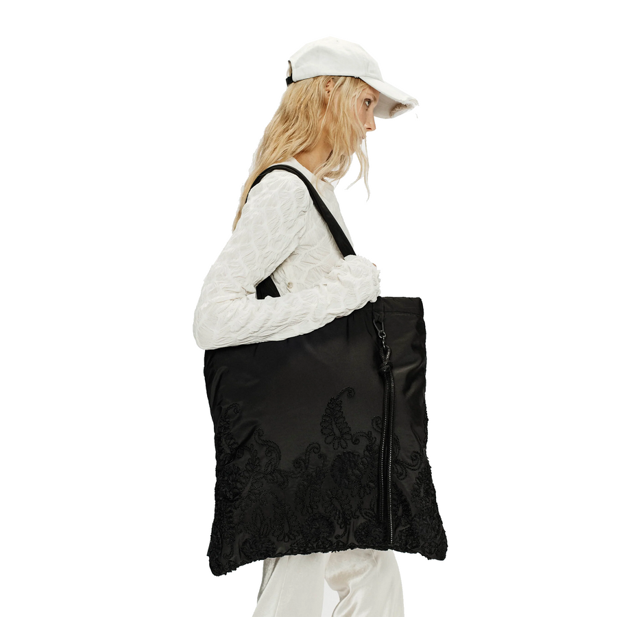 Song For The Mute Tote Bag Embroidered Paisley Black