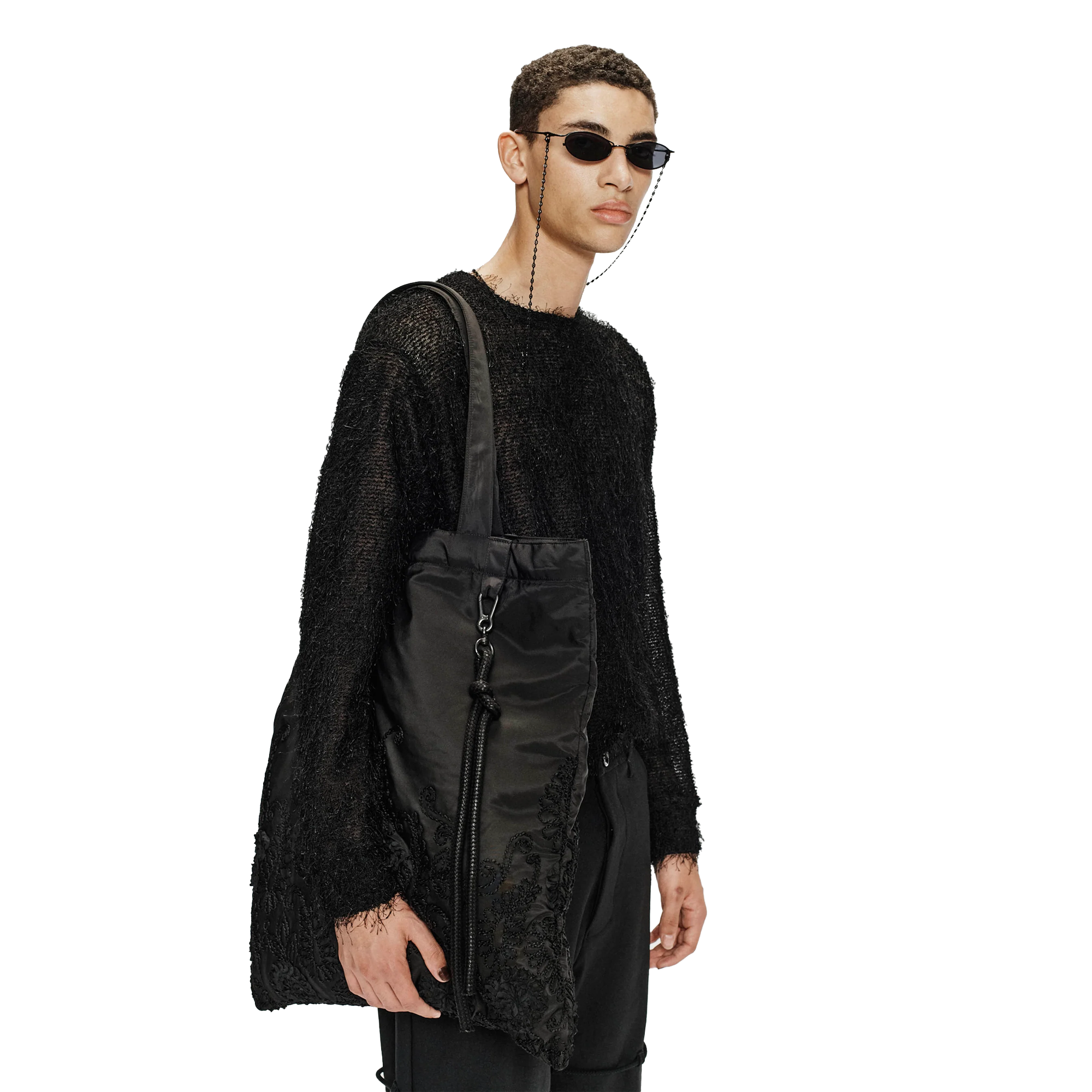 Song For The Mute Tote Bag Embroidered Paisley Black