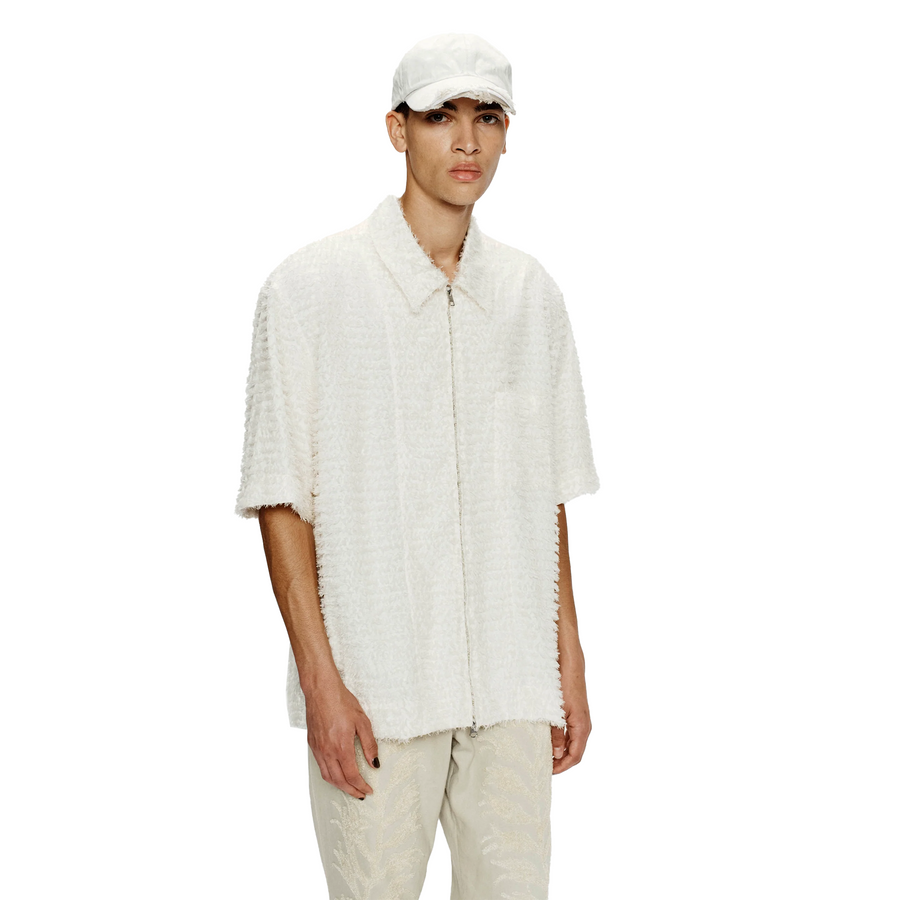 Song For The Mute Zip Up Box Shirt White