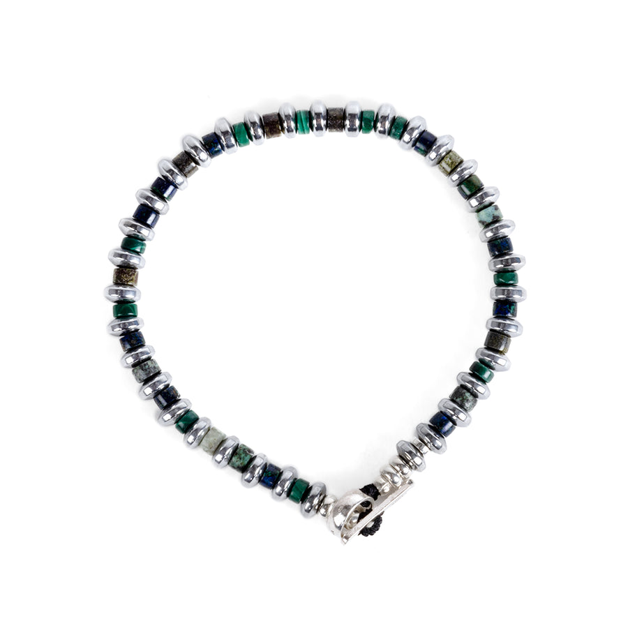 Mikia Hematite Roundel Bracelet Malachite Mix