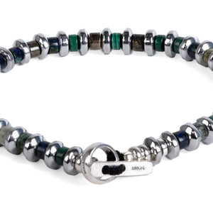 Mikia Hematite Roundel Bracelet Malachite Mix