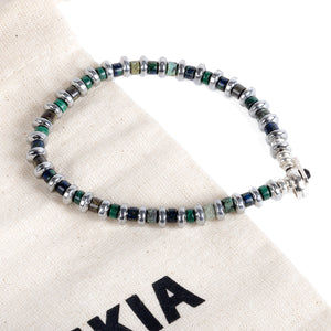 Mikia Hematite Roundel Bracelet Malachite Mix