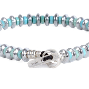 Mikia Hematite Roundel Bracelet Turquoise