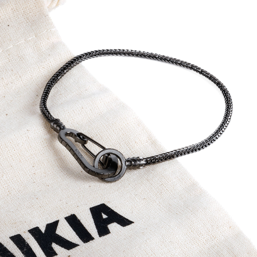 Mikia Snake Karabiner Bracelet Ruthenium Black -Plated