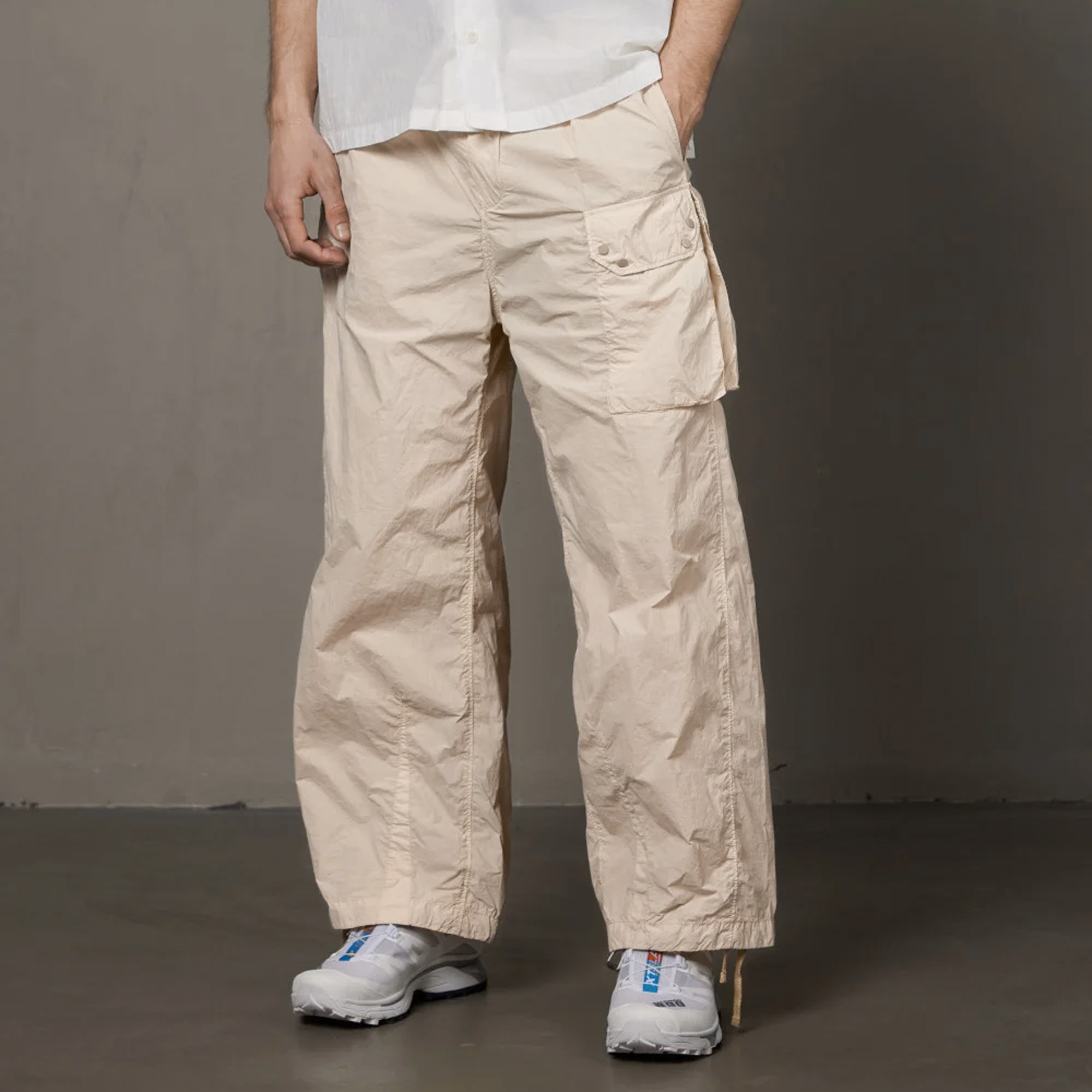 Ten c Pantalone Cargo Tasconato Bianco Garza