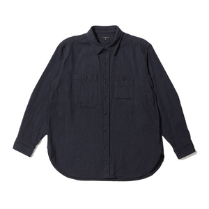 Engineered Garments Work Shirt B Navy Cotton Herringbone Flannel