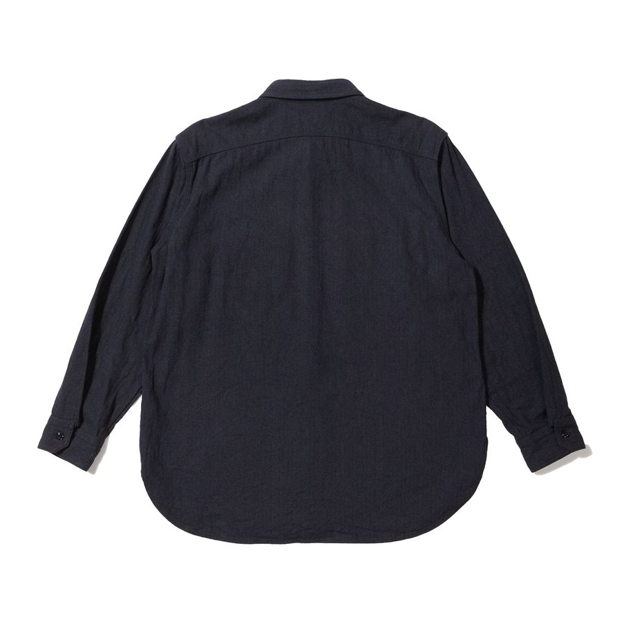 Engineered Garments Work Shirt B Navy Cotton Herringbone Flannel