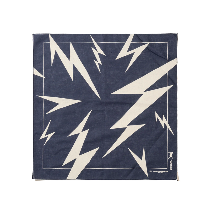 Engineered Garments Printed Bandana C Navy - Lightning