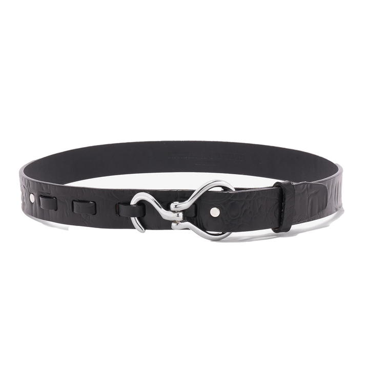 Engineered Garments Hoof Pick Buckle Belt Black Croc Embossed