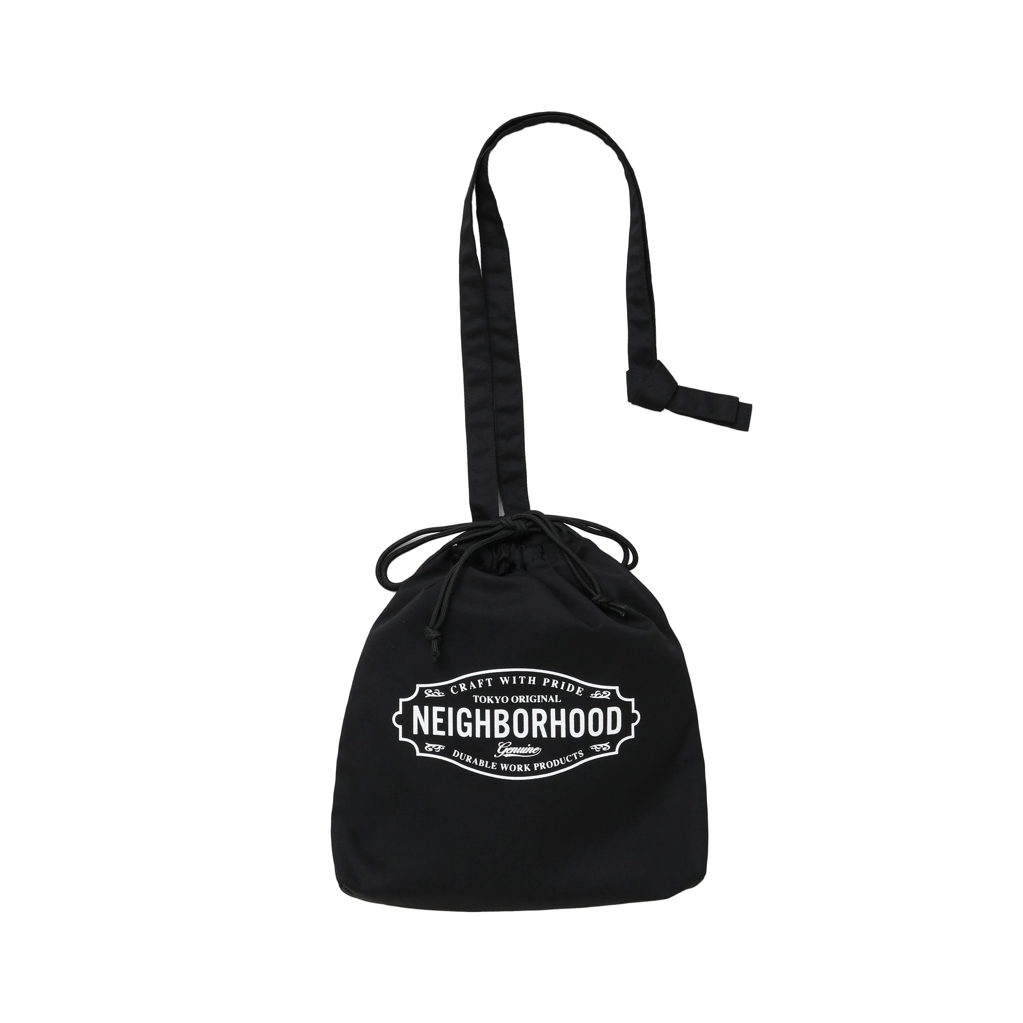 Neighborhood Logo Drawstring Bag Black