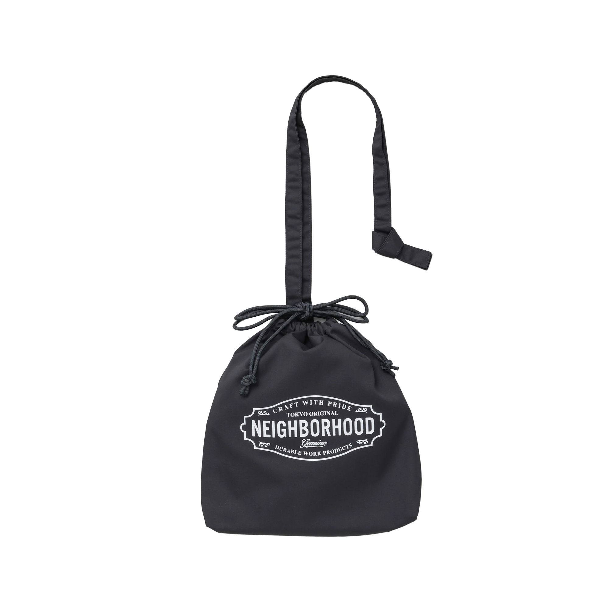 Neighborhood Logo Drawstring Bag Charcoal