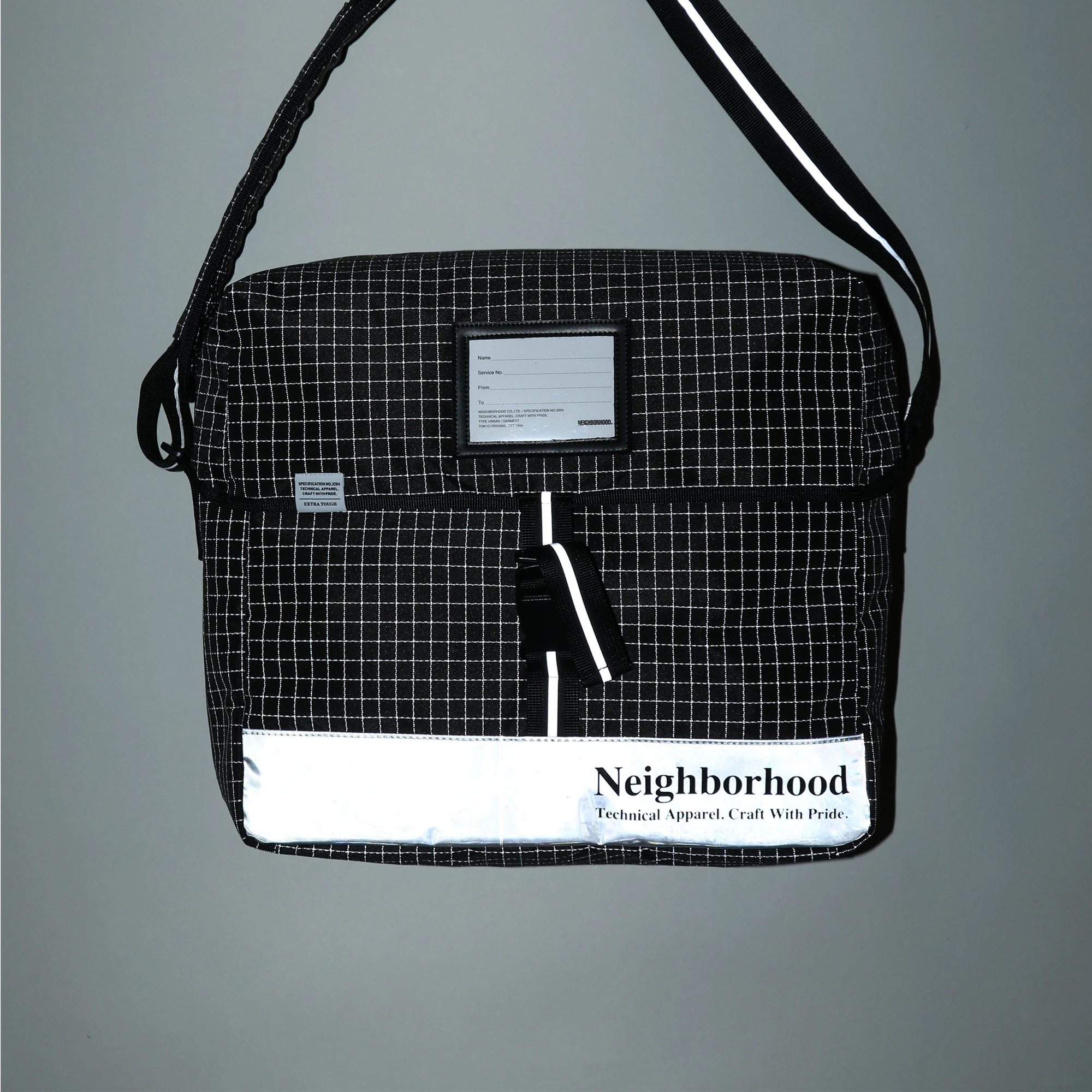 Neighborhood Reflective Messenger Bag Black