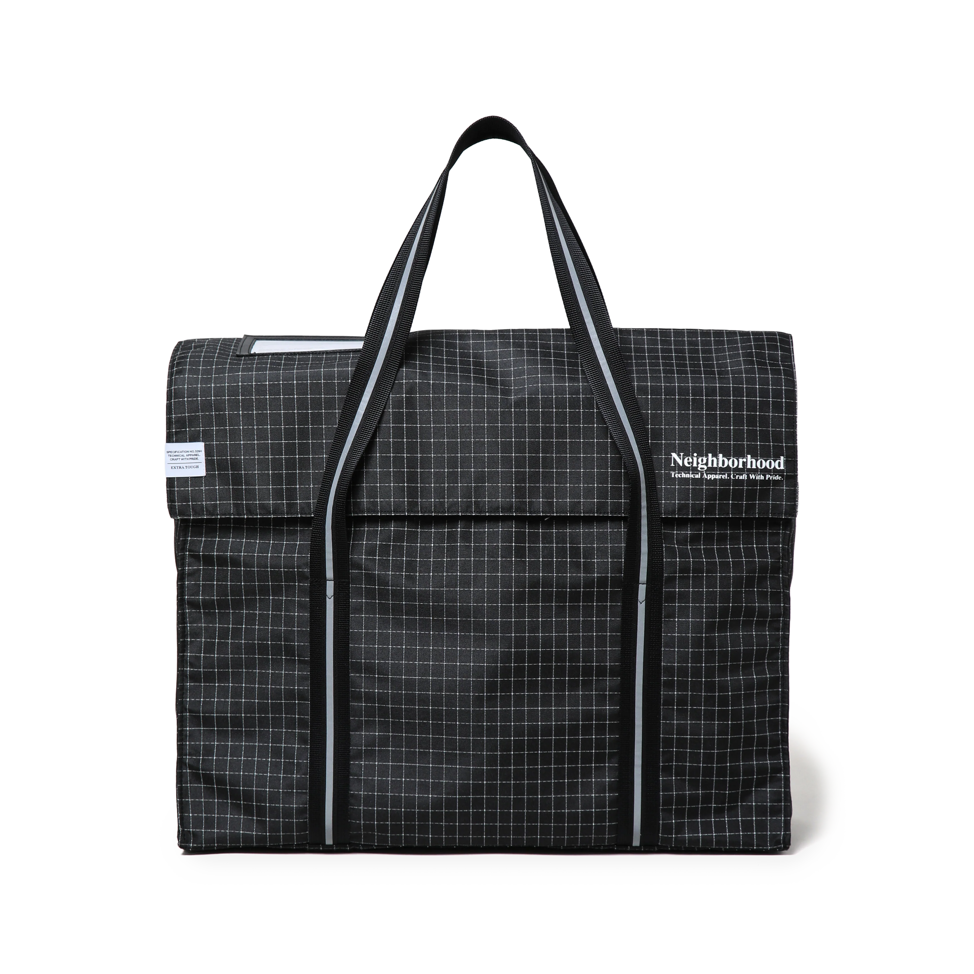 Neighborhood Reflective Flap Tote Bag Black