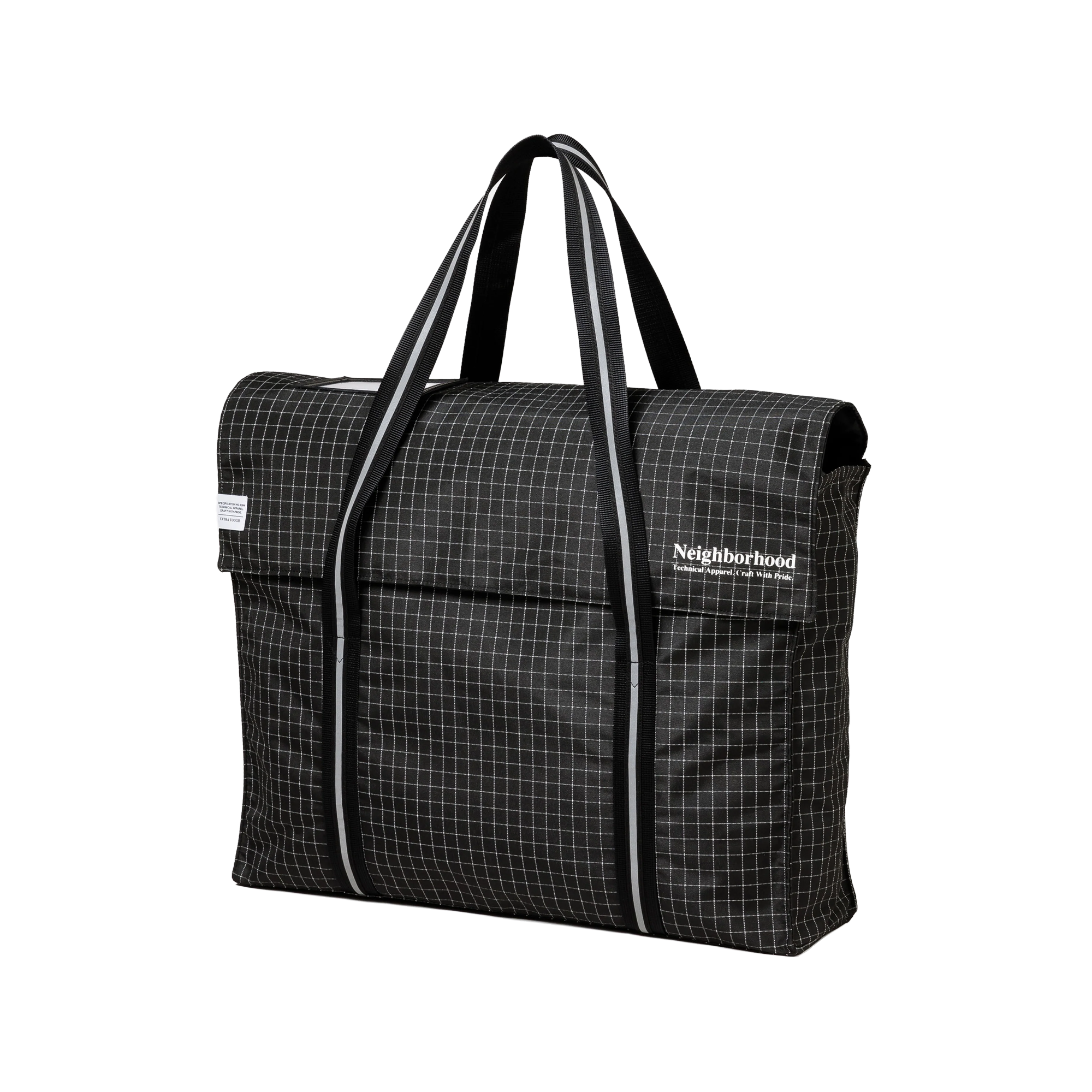 Neighborhood Reflective Flap Tote Bag Black